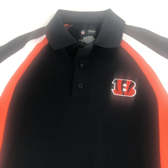 NFL Cincinnati Bengals Men's Polo Small Team Apparel Football Black Orange KCCR - Picture 3 of 12
